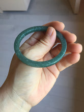 Load image into Gallery viewer, 51.3mm Type A 100% Natural dark green/black/blue/gray with flying snow Guatemala square style Jadeite bangle PJ74-0654
