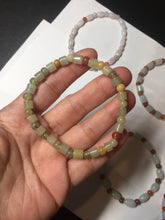 Load image into Gallery viewer, 100% natural type A icy watery light purple/green/white jadeite jade bead bracelet BK109

