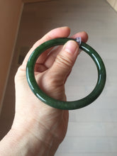 Load image into Gallery viewer, 62mm certified 100% Natural dark green/black round cut nephrite (碧玉) bangle HN66-9144
