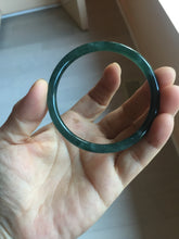 Load image into Gallery viewer, 56.2mm Certified Type A 100% Natural icy watery dark green/blue/gray Guatemala slim round cut Jadeite bangle PD62-3386
