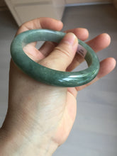 Load image into Gallery viewer, 58.8mm Certified type A 100% Natural oily dark green (老油青) gray black Mountains Afar (远山)Jadeite bangle PH240-1627
