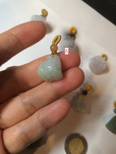 Load image into Gallery viewer, 100% Natural type A dark green/purple/gray Jadeite Jade lotus pod hanger BF40
