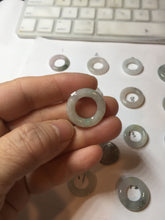 Load image into Gallery viewer, 17.9-21mm Type A 100% Natural light green purple green white Jadeite Safety Guardian Button donuts pendant PF25
