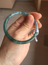 Load image into Gallery viewer, 55.4mm Certified Type A 100% Natural dark green/blue/gray Guatemala slim round cut Jadeite bangle PH8-2351
