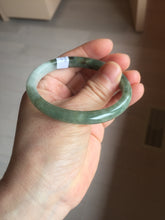 Load image into Gallery viewer, 52mm Certified Type A 100% Natural white Oily Dark Green Gray Black Oval Jadeite Jade Bangle PC219-6219
