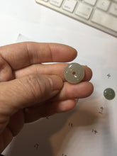 Load image into Gallery viewer, 14-15mm Type A 100% Natural icy watery dark green black gray(淡油青) Jadeite Safety Guardian Button donuts pendant PF20 Add on item.
