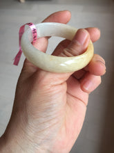 Load image into Gallery viewer, 47.5mm certified 100% natural Type A icy watery light green yellow white oval jadeite jade bangle PC18-6668
