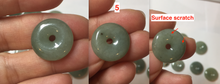 Load image into Gallery viewer, 17.8mm Type A 100% Natural icy watery dark green white gray Jadeite Jade Safety Guardian Button donuts Pendant group PB151
