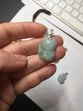 Load image into Gallery viewer, 100% natural type A dark green/light green/white/gray jadeite jade fox pendant necklace BF149
