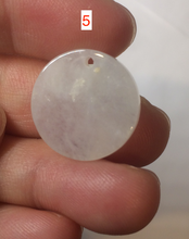 Load image into Gallery viewer, 100% Natural icy watery white/light green jadeite Jade round disc Pendant/worry stone BF99
