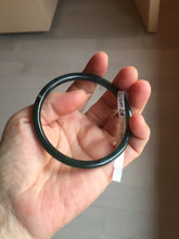 Load image into Gallery viewer, 58.3mm Certified Type A 100% Natural dark green/blue/gray Guatemala slim round cut Jadeite bangle BP202-5522
