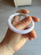 Load image into Gallery viewer, 54.5m Type A 100% Natural light purple brown white carved branches and flowers and golden-painted round cut jadeite jade bangle BH128
