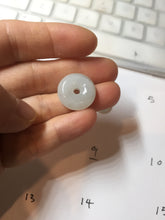 Load image into Gallery viewer, 13.4-16.6mm Type A 100% Natural icy watery light green white gray Jadeite Safety Guardian Button donuts pendant PF21 Add on item
