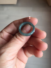 Load image into Gallery viewer, Size 6 1/2 100% natural type A light dark green blue black gray Guatemala jadeite band ring group AA112
