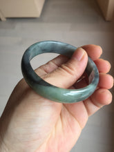 Load image into Gallery viewer, 51.2mm Certified  Type A 100% Natural sunny green gray black(Wuji) Mountains Embrace Emerald(群山怀翠) jadeite jade bangle AZ180-0509
