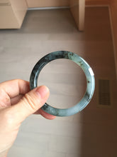 Load image into Gallery viewer, 56mm Certified Type A 100% Natural icy watery dark green/purple/gray round cut Jadeite bangle AA130-6924
