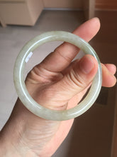 Load image into Gallery viewer, 54mm Certified type A 100% Natural light green dark green floating seaweed round cut Jadeite bangle PC138-6617

