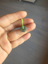Load image into Gallery viewer, 12.5–14.5mm Type A 100% Natural Icy Watery Light Green Dark Green Gray Guaremala Jadeite Jade Concentric Ring Safety Guardian Donut Mom and Daughter Pendant 子母扣 BH122
