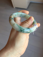 Load image into Gallery viewer, 55.5mm certified 100% natural Type A green white red with green floating flowers carved and golden-painted jadeite jade bangle PF82-6076
