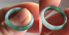 Load image into Gallery viewer, 18.3mm size 8 1/4 100% natural type A icy watery green/blue/gray Guatemala jadeite jade band ring group  BP74

