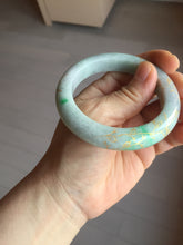 Load image into Gallery viewer, 53.7mm certified 100% Natural type A sunny green dark green purple carved branches and flowers and golden-painted Jadeite Jade bangle PH195
