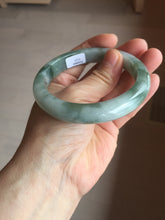 Load image into Gallery viewer, 59.2mm certified 100% natural Type A watermelon-rind green white Cool White Base with Misty Green Patches jadeite bangle PE32-2125
