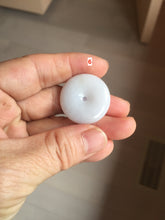 Load image into Gallery viewer, 22.3-26.6mm Type A 100% Natural light purple white Jadeite Jade Safety Guardian Button donuts Pendant BF136

