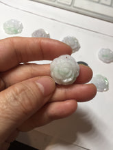 Load image into Gallery viewer, Type A 100% Natural light sunny green/white/purple(白底青) jadeite Jade rose flower Pendant BF150
