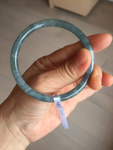 Load image into Gallery viewer, 58.5mm Certified Type A 100% Natural dark green/blue/gray Guatemala slim round cut Jadeite bangle PH7-2347
