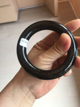 Load image into Gallery viewer, 54.3mm certified 10% Natural black(MO YU 墨玉) meteorite Stellar Night sky chubby round cut nephrite bangle HN1-8246
