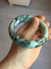 Load image into Gallery viewer, 59mm certified Type A 100% Natural dark green white broad Jadeite Jade bangle PE100-6230
