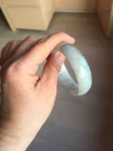 Load image into Gallery viewer, 52mm certified 100% natural Type A light green white purple gray with green floating flowers thin jadeite bangle PF57-5619
