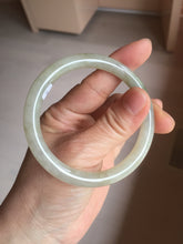 Load image into Gallery viewer, 54mm Certified type A 100% Natural light green dark green floating seaweed round cut Jadeite bangle PC138-6617
