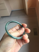 Load image into Gallery viewer, 56.3mm Certified Type A 100% Natural icy watery dark green/blue/gray/black slim Guatemala Jadeite bangle PJ155-0662
