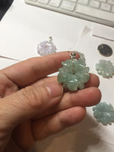 Load image into Gallery viewer, Type A 100% Natural light green/white/purple jadeite Jade flower Pendant PB47
