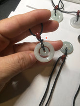 Load image into Gallery viewer, 21-25mm Type A 100% Natural icy watery light green/clear/white Jadeite Jade concentric circle safety Guardian ring Pendant (子母扣,同心环) group PA171
