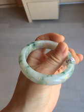 Load image into Gallery viewer, 51.2mm Certified  Type A 100% Natural light green carved branches and flowers and golden-painted jadeite jade bangle BH123-6069
