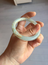 Load image into Gallery viewer, 52.2mm 100% Natural type A icy watery light green carved and golden-painted round cut slim Jadeite Jade bangle BH129
