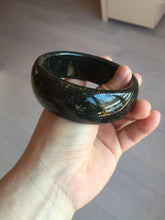 Load image into Gallery viewer, 61mm 100% Natural dark green/black meteorite Stellar Night sky broad style nephrite Jade bangle HF92-1032
