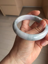 Load image into Gallery viewer, 58.5mm certified 100% natural Type A light green/purple white Snowy Pine Forest jadeite jade bangle J125-3067
