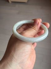 Load image into Gallery viewer, 53.5mm certified 100% natural Type A light green/white/ round cut jadeite jade bangle BS10-9563

