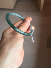 Load image into Gallery viewer, 55.4mm Certified Type A 100% Natural dark green/blue/gray Guatemala slim round cut Jadeite bangle PH8-2351
