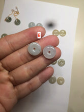 Load image into Gallery viewer, 12.5mm 100% Natural icy watery light green/yellow softy button donut dangling jadeite Jade earring group B207
