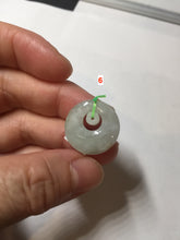 Load image into Gallery viewer, 100% natural Type A light green/white concentric circle jadeite jade safety Guardian ring pendant BN28
