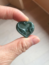 Load image into Gallery viewer, 100% Natural type A dark green/blue/black heart pinky promise(执子之手，与子偕老) Guatemala jadeite Jade pendant AX143
