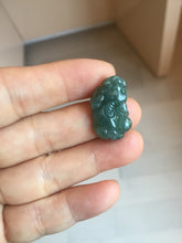Load image into Gallery viewer, 100% Natural Type A Blue Green Gray Black 3D Pixiu (貔貅) Feng Shui Wealth Attractor Guatemala Jadeite Pendant Group Necklace PH222
