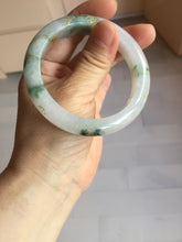 Load image into Gallery viewer, 55mm 100% Natural type A green white green floating flowers carved and golden-painted Jadeite Jade bangle PA168-2337
