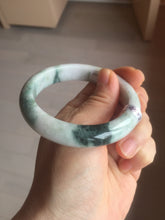 Load image into Gallery viewer, 55.8mm Certificated Type A 100% Natural White purple with green floating flowers Jadeite Jade bangle G110-9502
