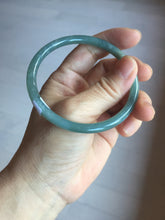 Load image into Gallery viewer, 58.5mm Certified Type A 100% Natural light green/blue/gray Guatemala slim round cut Jadeite bangle PD74-8134
