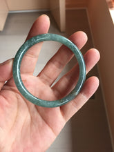 Load image into Gallery viewer, 54mm Type A 100% Natural Light Green/Gray/Black/Purple/Brown “Reed Flowers &amp; Snow” Guatemala Slim Round Cut Jadeite Bangle PJ126-1420
